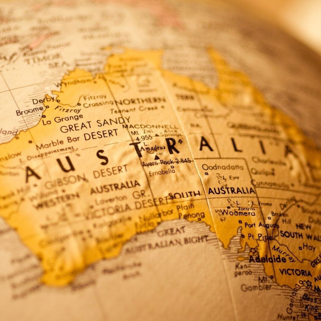 Australia on part of the globe